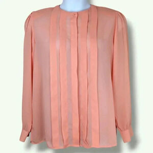 Vintage Diane Von Furstenberg Long Sleeve Pleated  Blouse